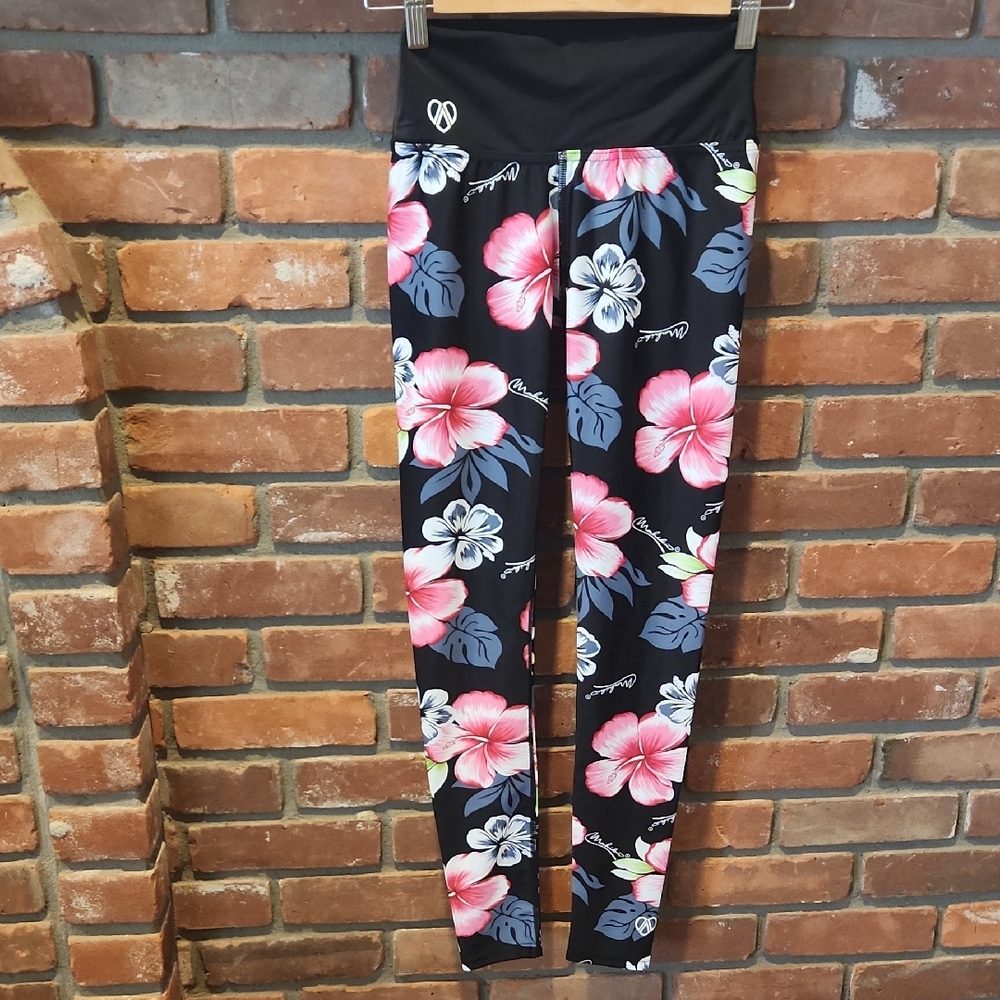 From Hawaii Leggings - Black and Pink